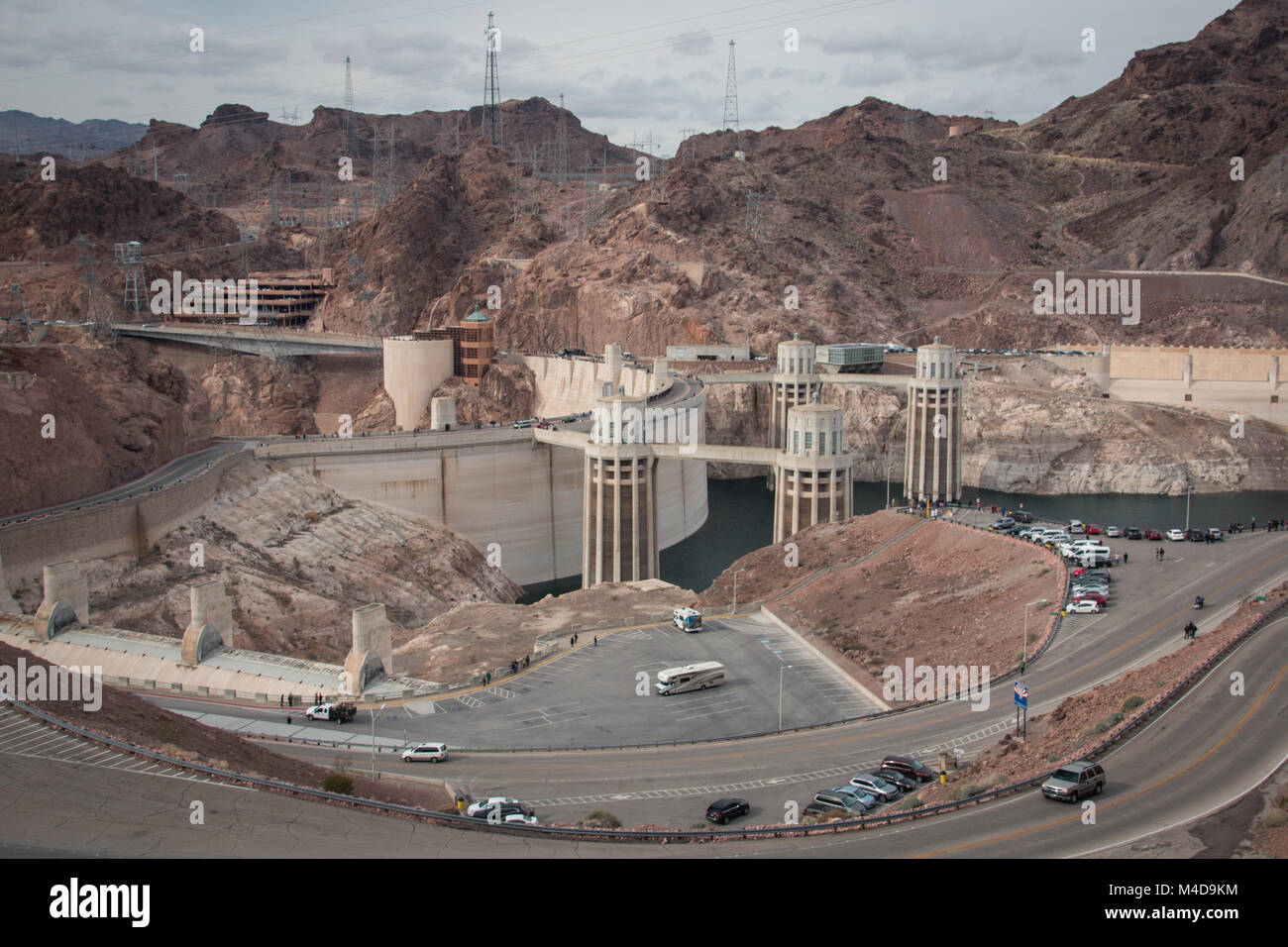 Hoover Dam, Boulder Dam zwischen Nevada und Arizona Stockfoto