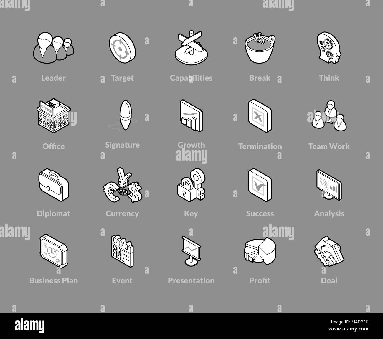 Isometrische Umriss Icons set Stock Vektor