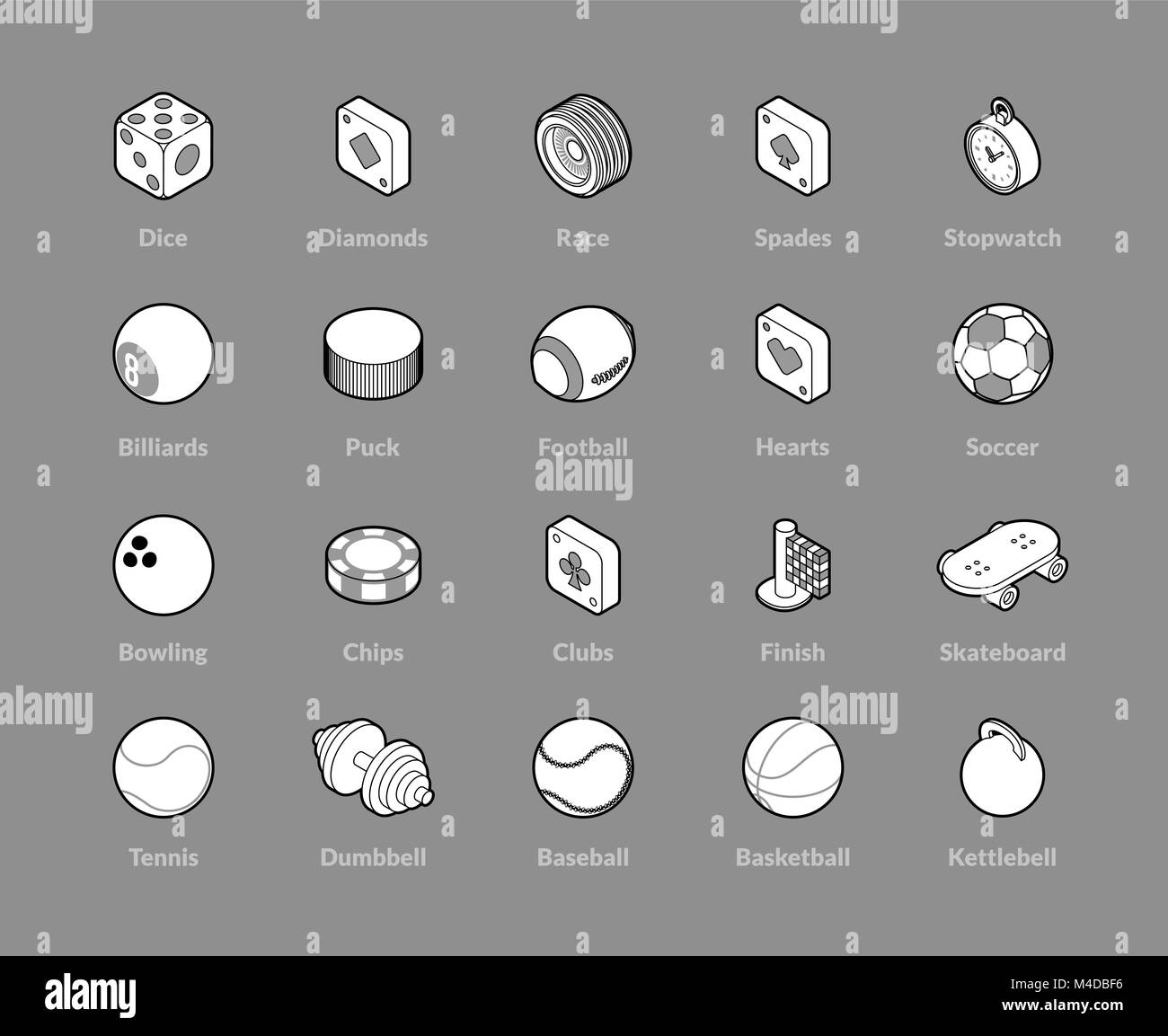 Isometrische Umriss Icons set Stock Vektor