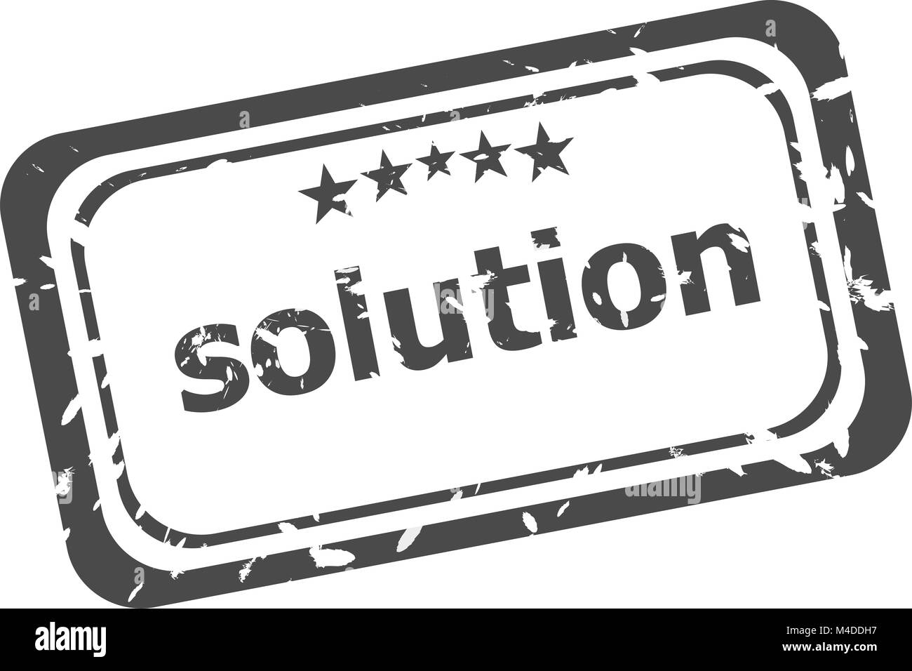 Lösung-Grunge-Stempel auf weißem Hintergrund Stockfoto