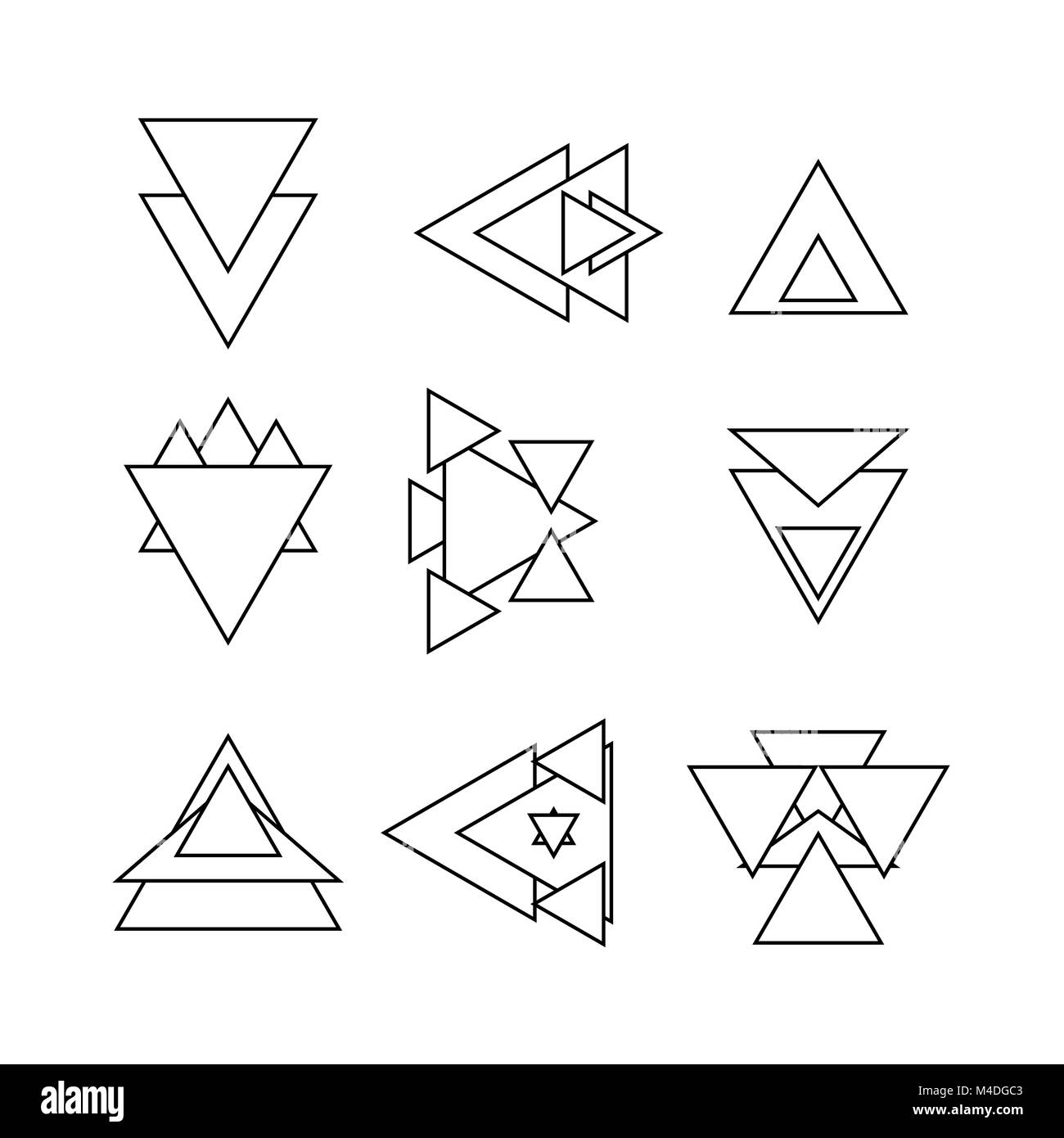 Sammlung von trendigen geometrische Formen. Geometrische Symbole gesetzt. Stockfoto