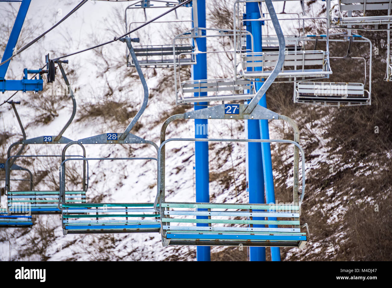 Besetzt Skisaison im Winter Ort Skigebiet Stockfoto