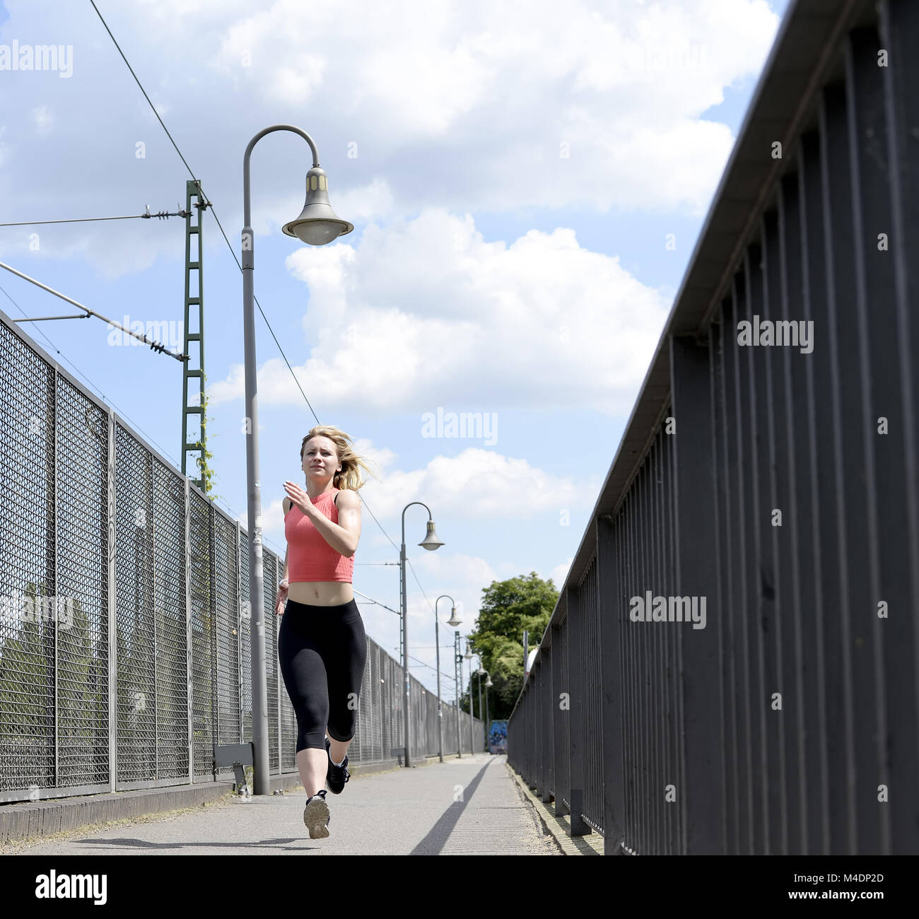 Frau, Joggen Stockfoto