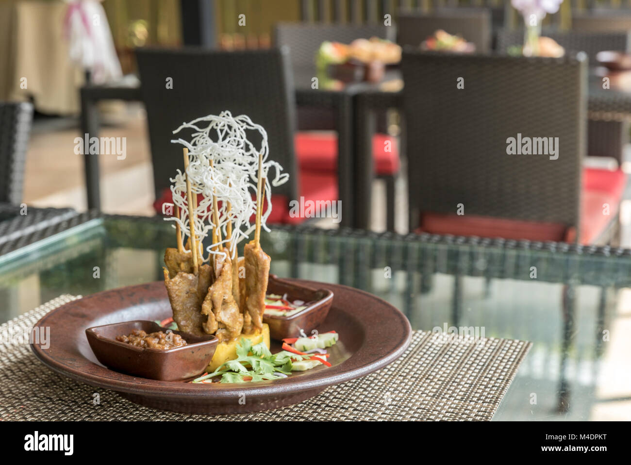 Huhn Sate Spieße Stockfoto