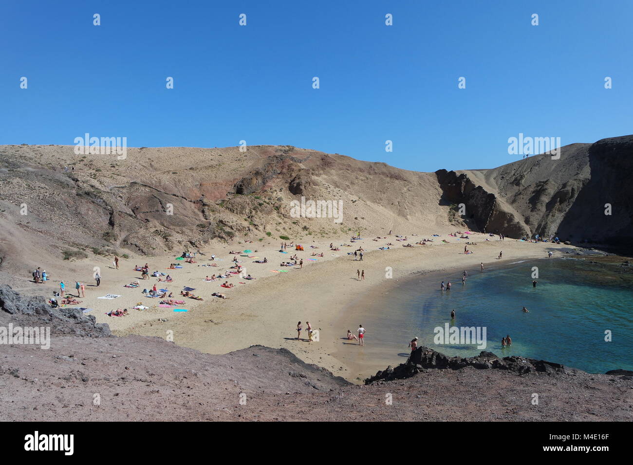 Blick auf Strand Papagayo, Lanzarote Stockfoto