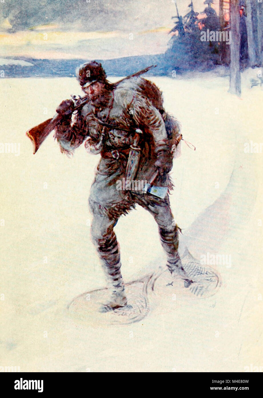 Allein über den weglosen Schnee Stockfoto