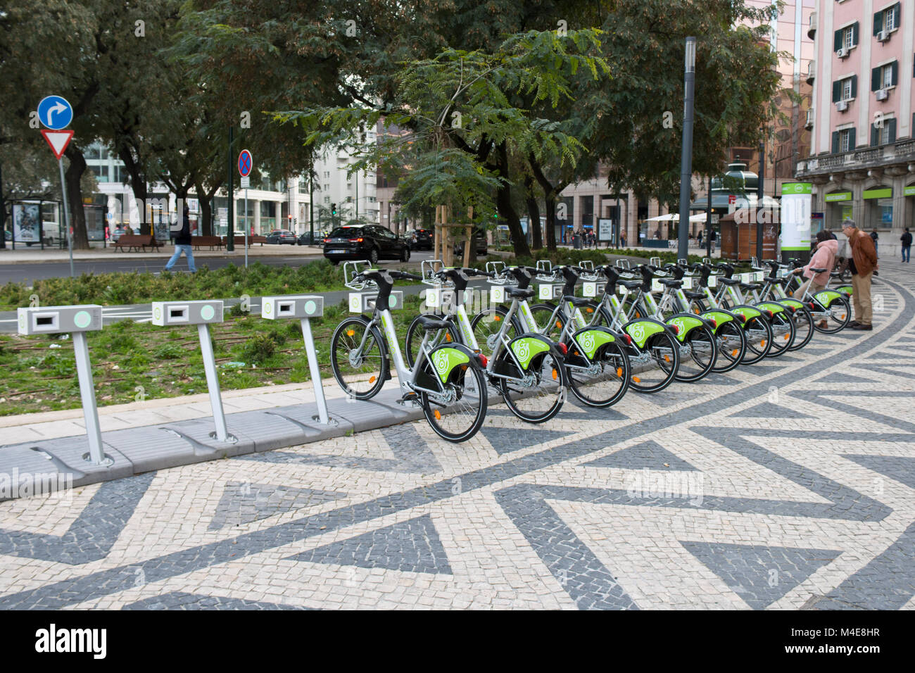 Fahrradverleih Fahrräder in Lissabon, Portugal Stockfoto