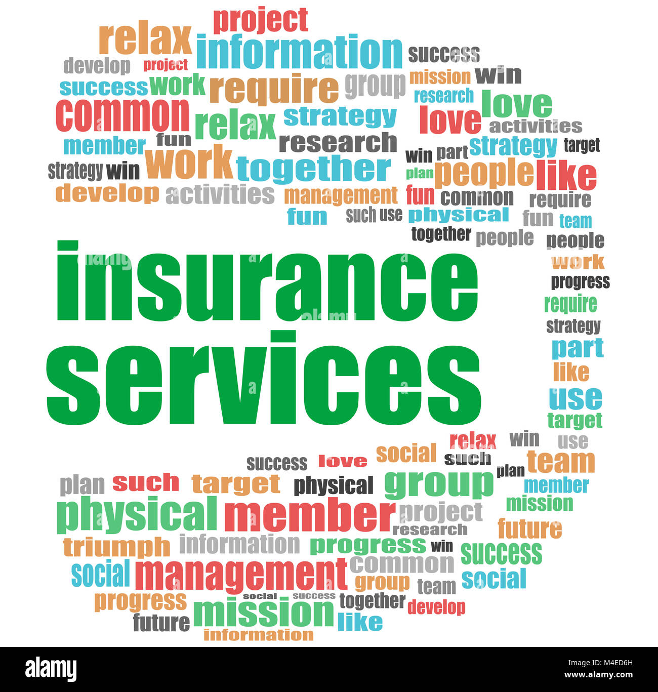 Text Insurance Services. Soziale Konzept. Wort Wolke collage Stockfoto