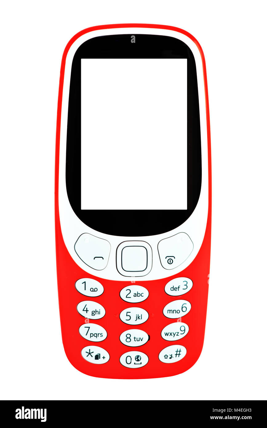 Classic Handy isoliert auf Weiss. Stockfoto