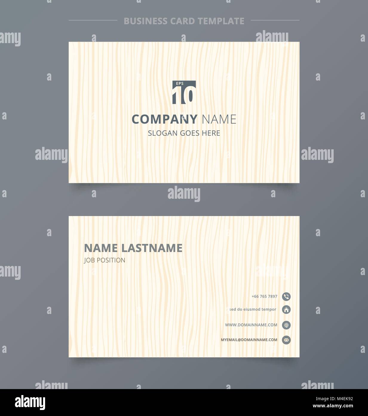 Creative Business Card und Name Karte hellbraun Holz Muster Hintergrund Vorlage Konzept und Design. Vector Graphic illustration Stock Vektor