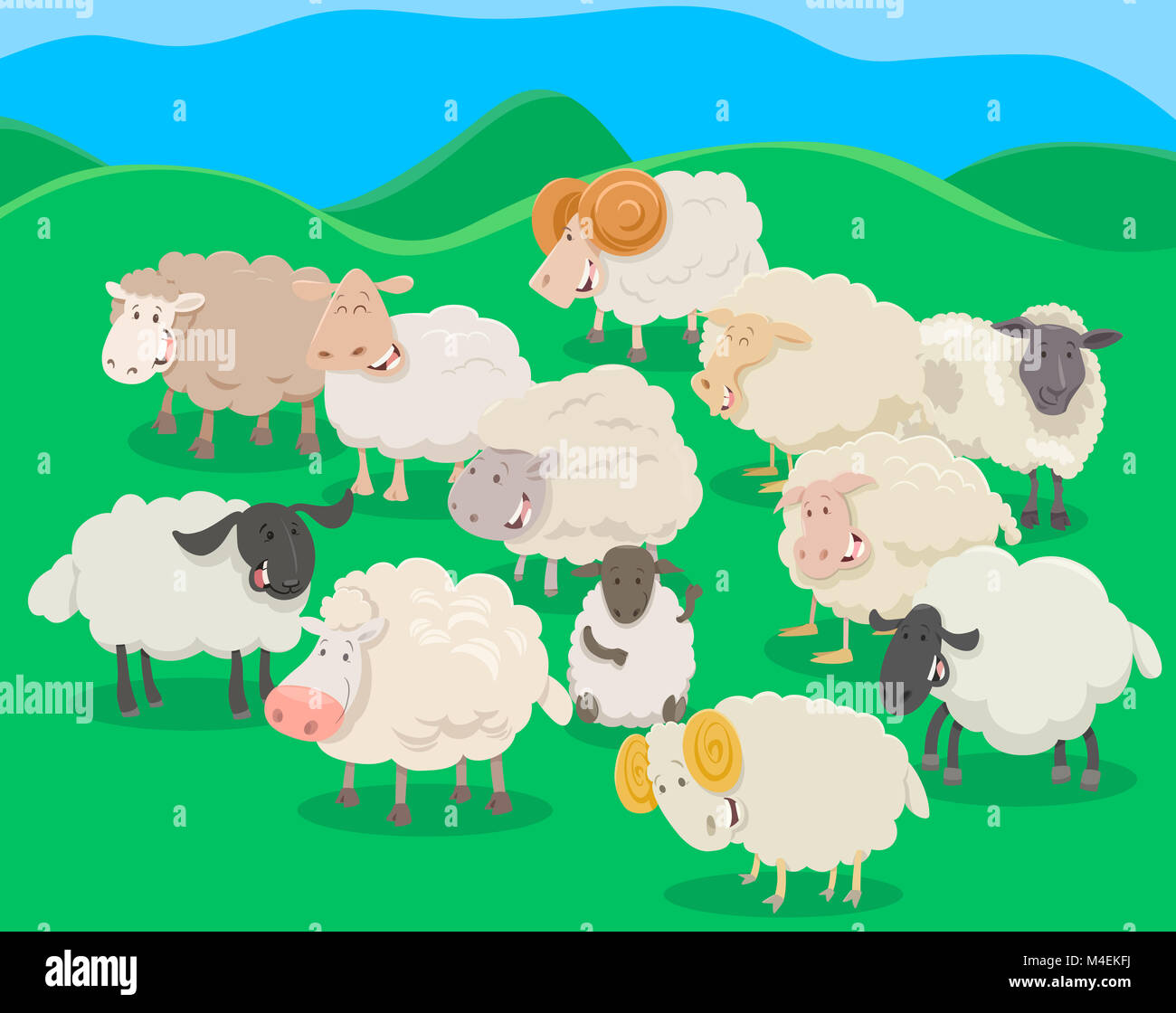 Herde der Schafe Cartoon illustration Stockfoto