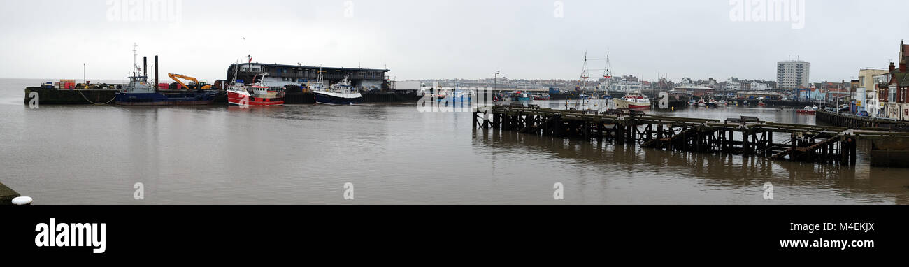 Bridlington Hafen in Aussicht. Englisch Seaside Holiday Resort an der Ostküste in Yorkshire. Stockfoto