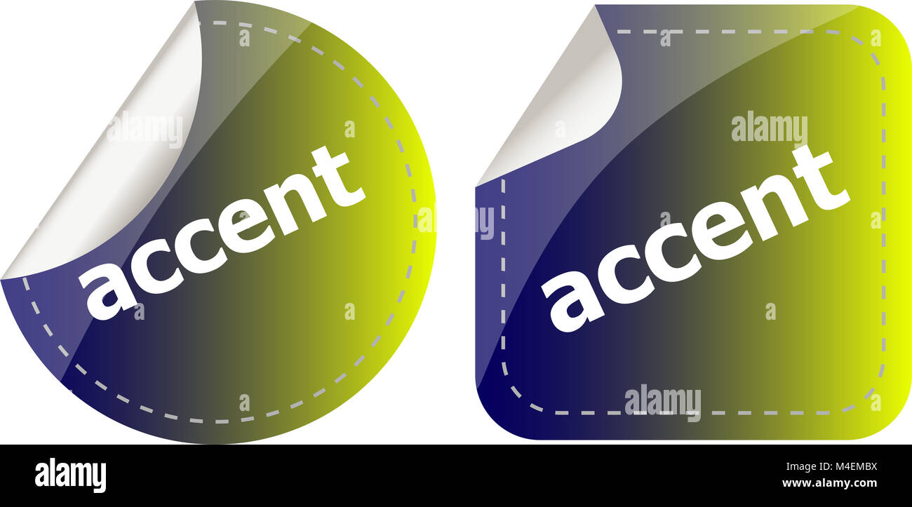 Akzent-Aufkleber Set weiß, Symbol anklicken Stockfoto