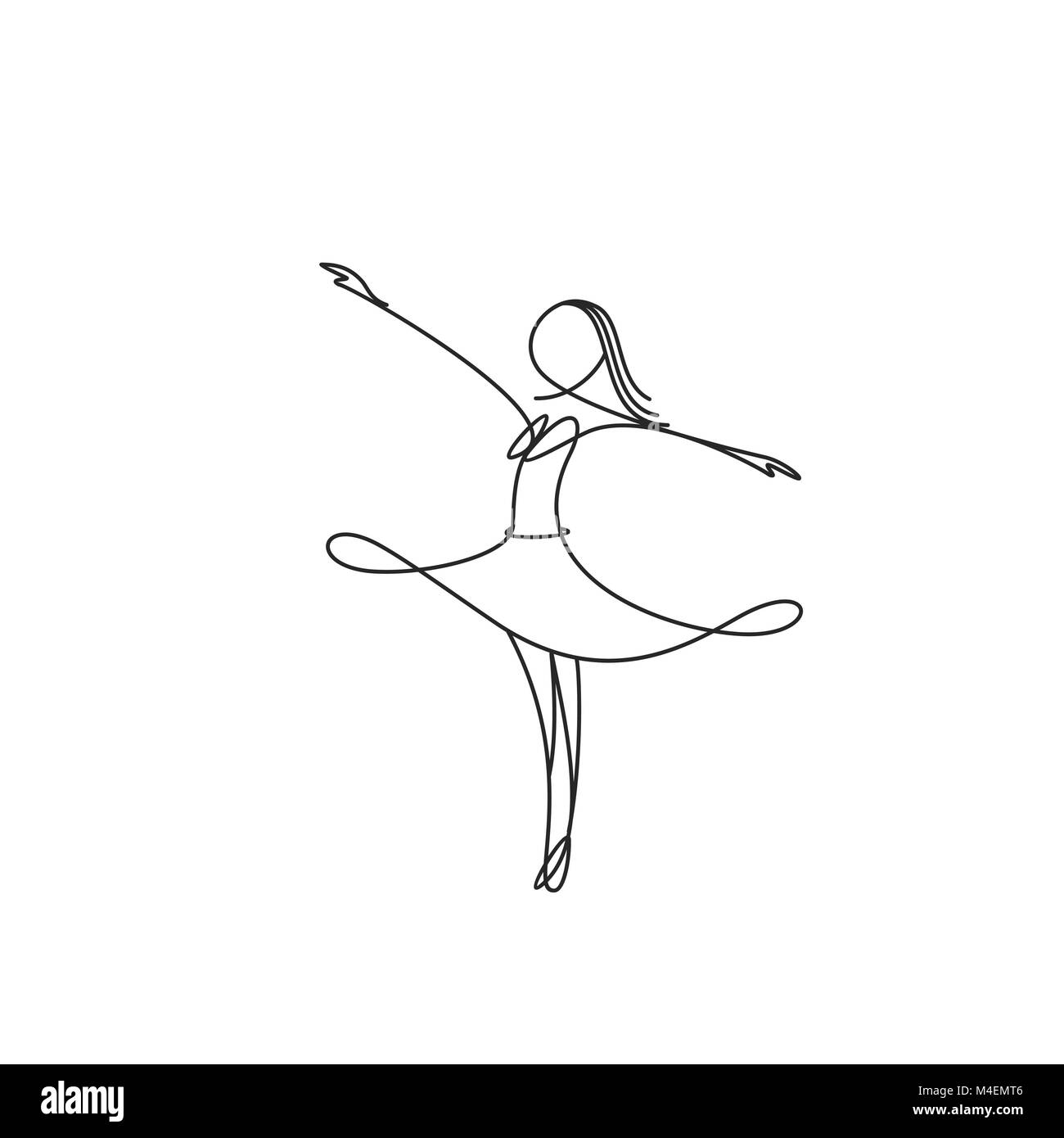 Weibliche Linie kunst tanzenden Mädchen Vector Illustration. Stock Vektor