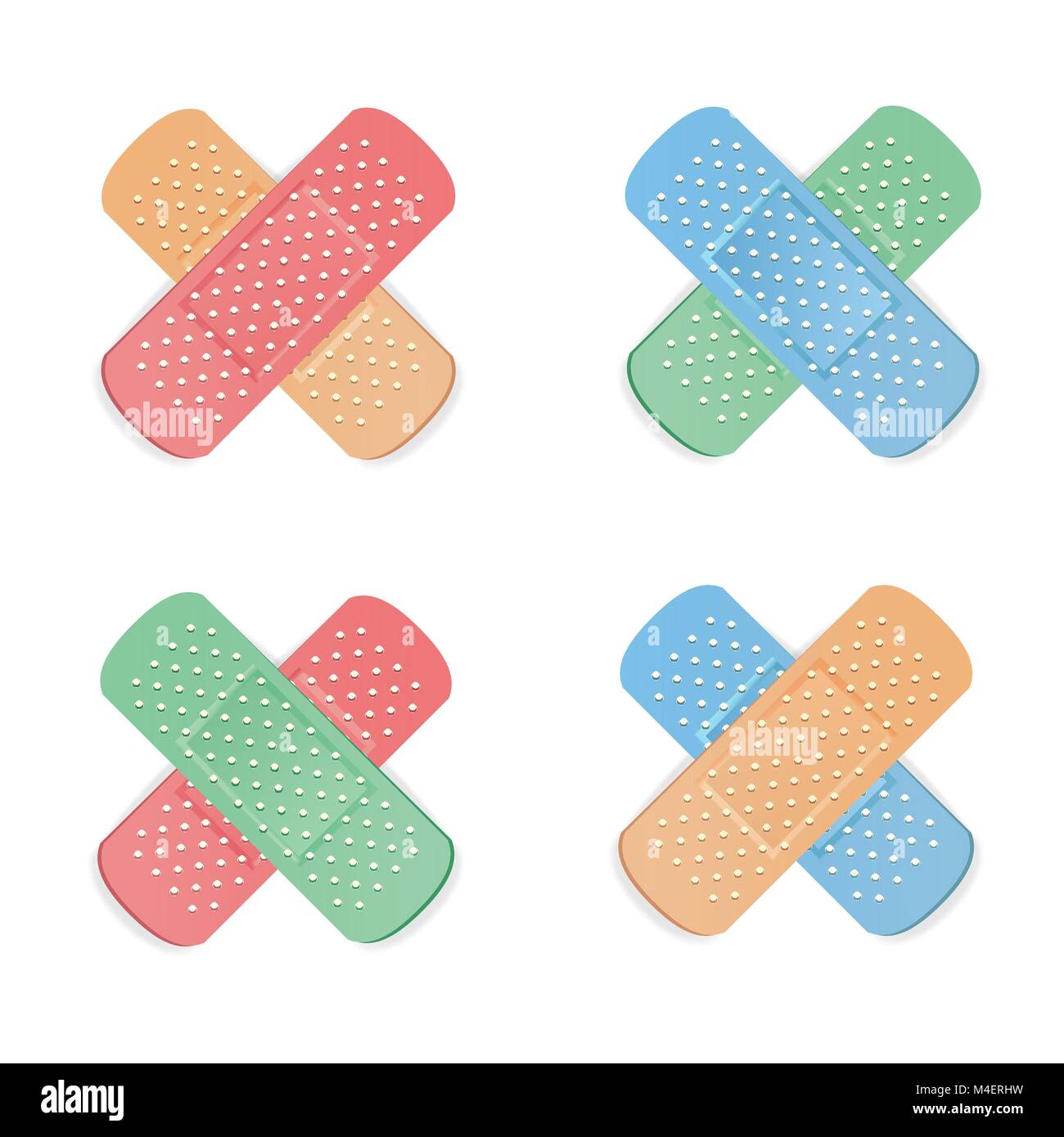 Medizinische Pflaster Vektor. Erste-Hilfe-Band Gips Streifen Medical Patch  Icon Set. Zwei Seiten. Verschiedene Pflaster Arten. Realistische Abbildung  isoliert auf Whi Stock-Vektorgrafik - Alamy