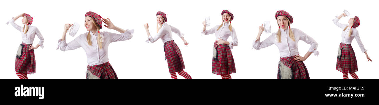 Schottische Traditionen Konzept mit Kilt tragende person Stockfoto