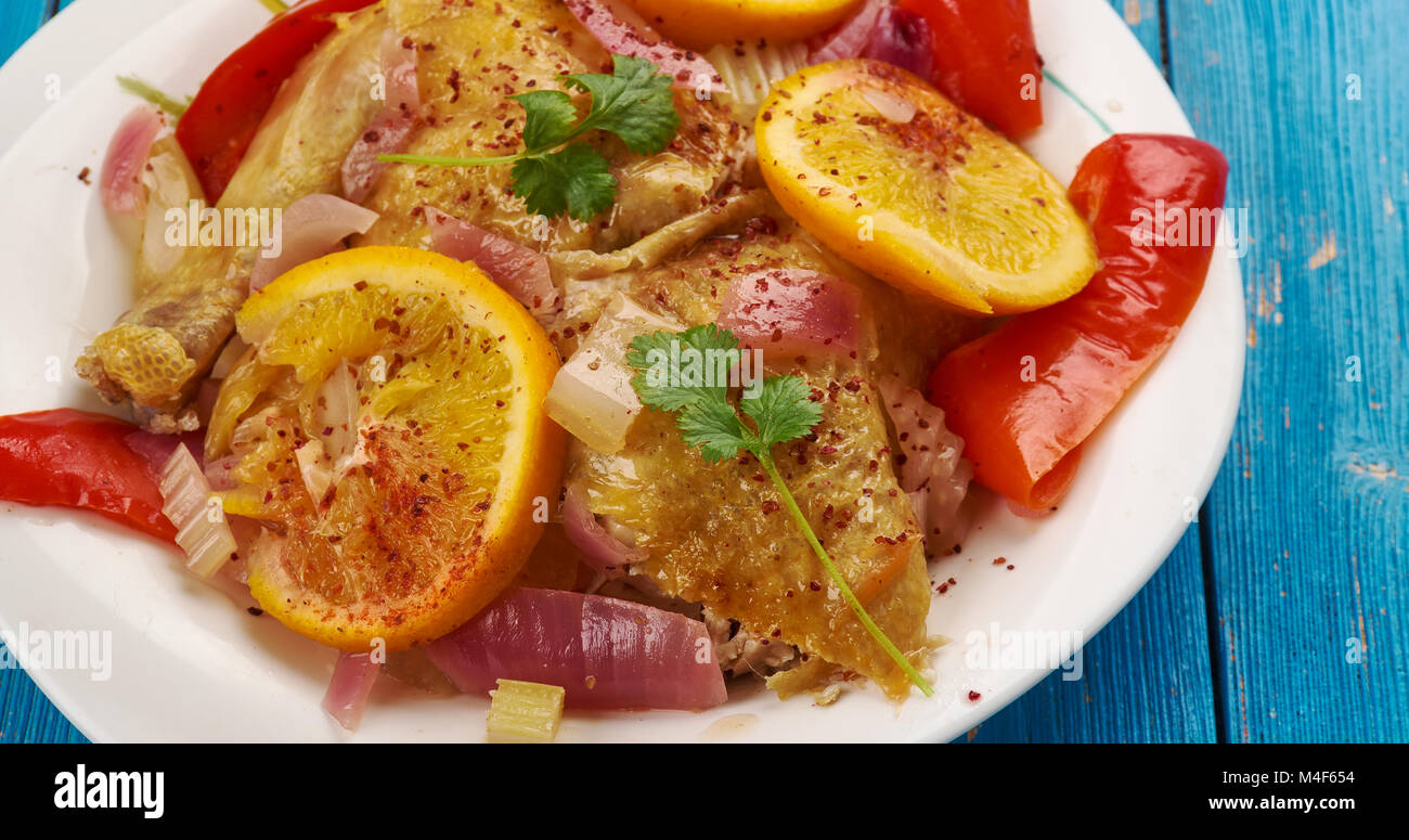 Peri Peri Huhn-würzigen Gericht mit Wurzeln in Afrika und in Portugal Stockfoto