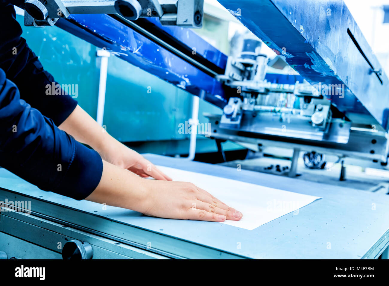 Die Einstellung Drucken screening Metal Maschine Stockfoto