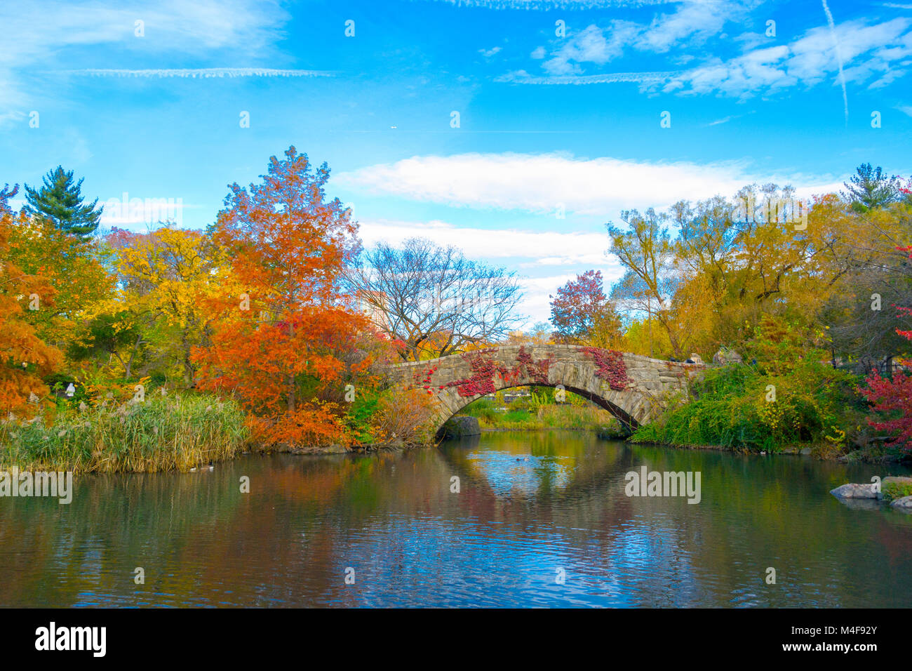 Gapstow Bridge in einem farbenfrohen Herbst morgen Stockfoto