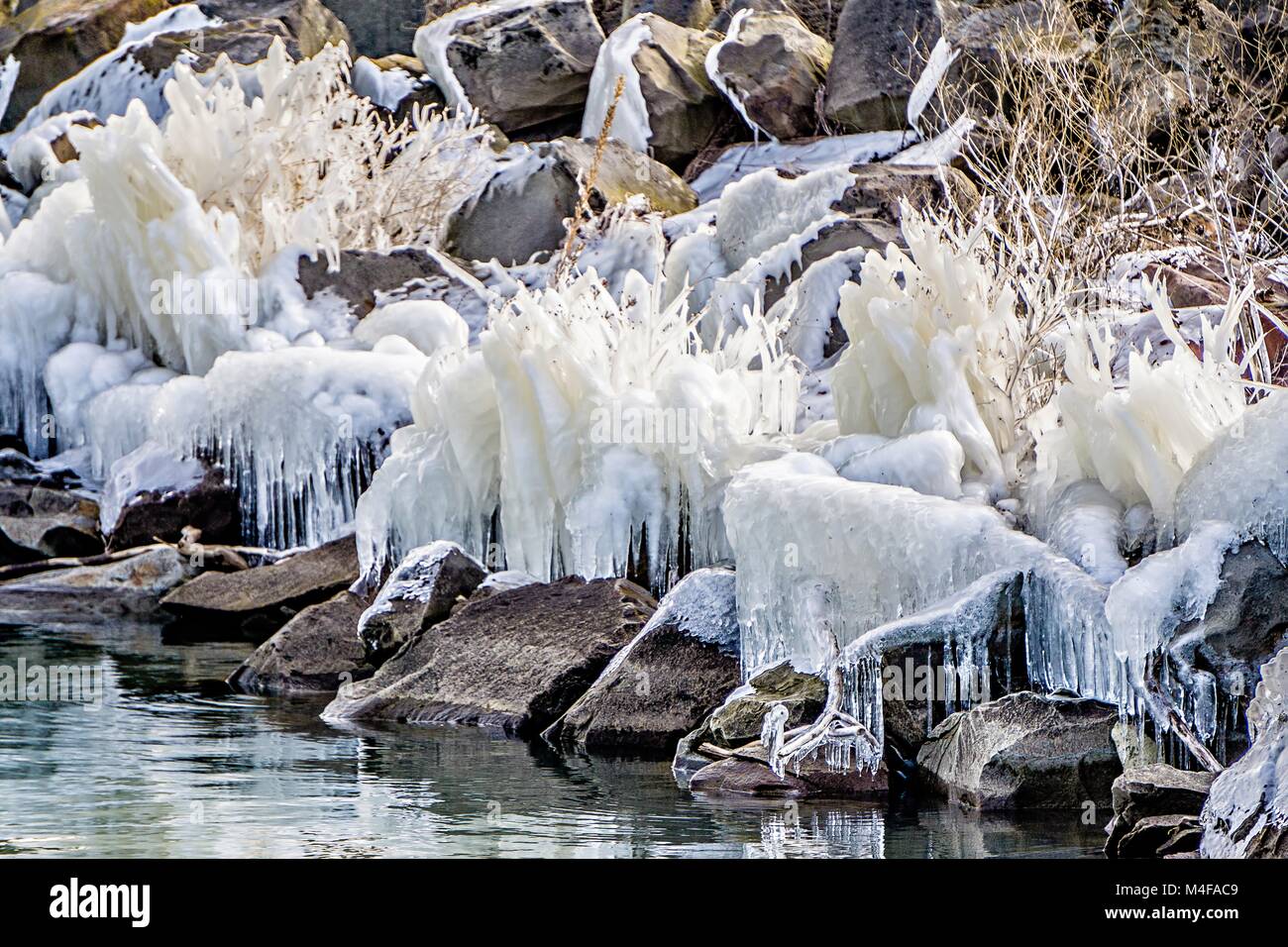 Gefrorene winter Szenen auf großen Seen Stockfoto