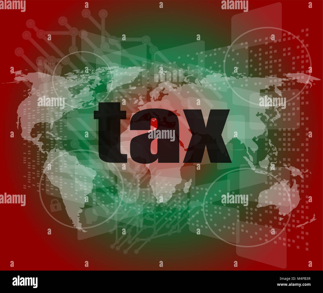 Steuer-Wort auf digital Touchscreen Stockfoto