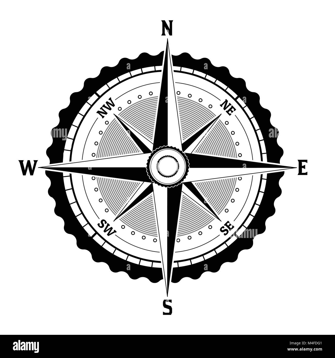 Kompass Symbol auf weißem Hintergrund. Rose von Wind, Vektor, Abbildung Stock Vektor