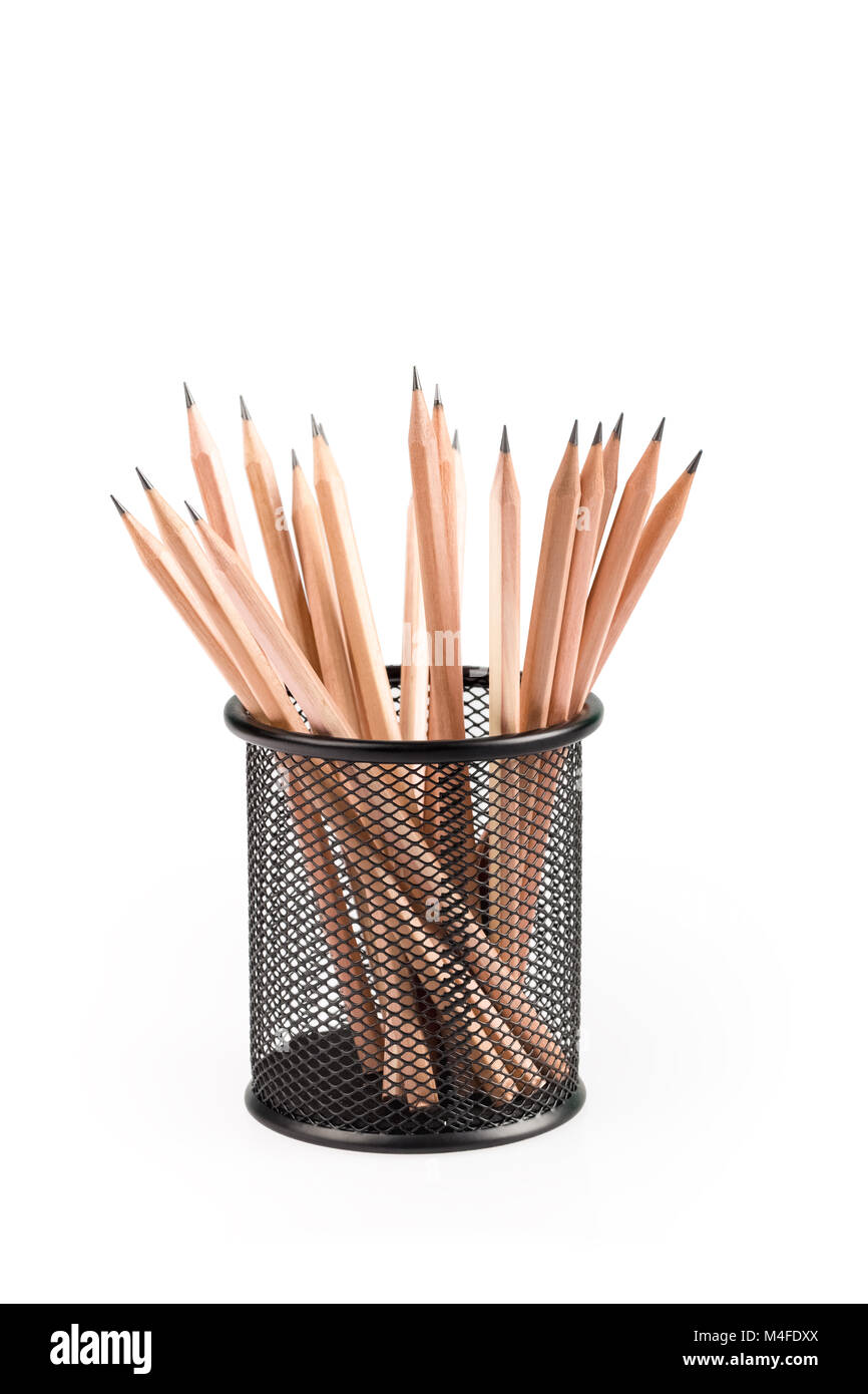 Bleistifte in Metall pot Stockfoto