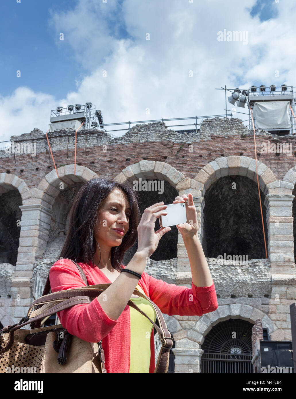 Tourist, travel Bild mit Telefon Stockfoto