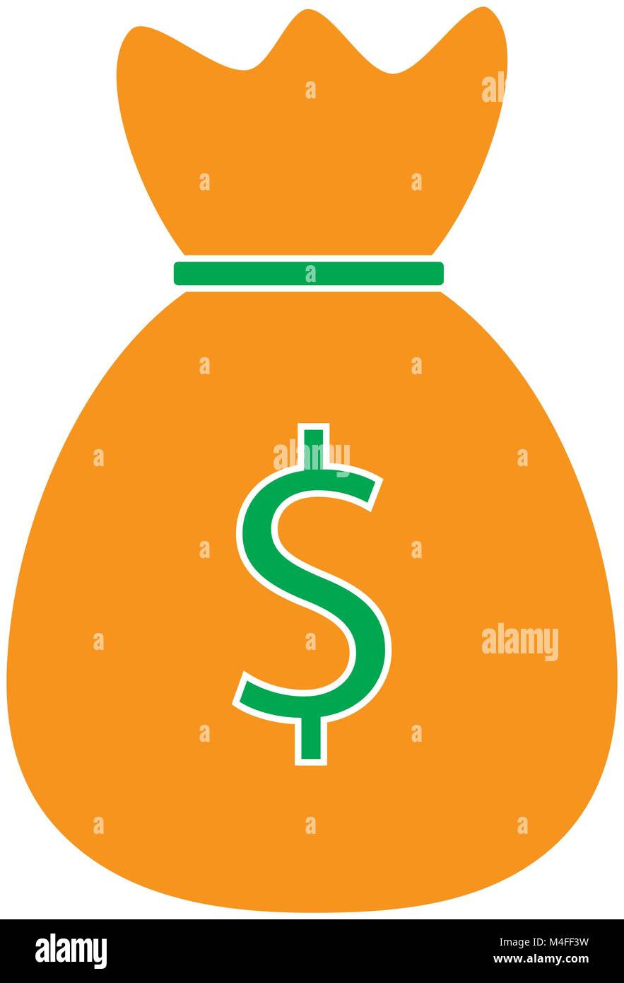 Dollar Währung Symbol oder Logo Vektor über eine Geld-Beutel. Symbol für die Vereinigten Staaten von Amerika Bank, Banken oder Amerikanischen Finanzen. Stock Vektor