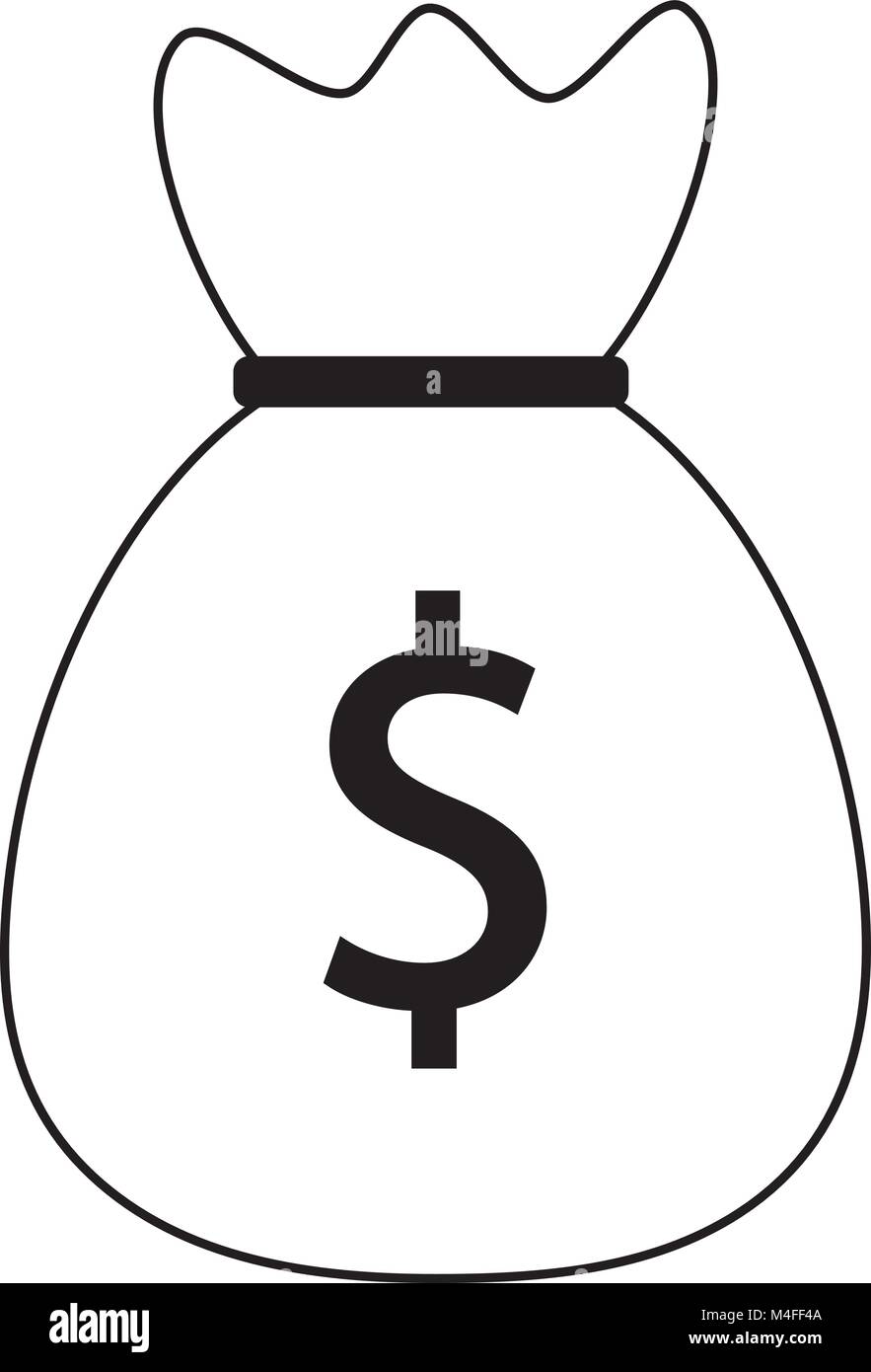 Dollar Währung Symbol oder Logo Vektor über eine Geld-Beutel. Symbol für die Vereinigten Staaten von Amerika Bank, Banken oder Amerikanischen Finanzen. Stock Vektor
