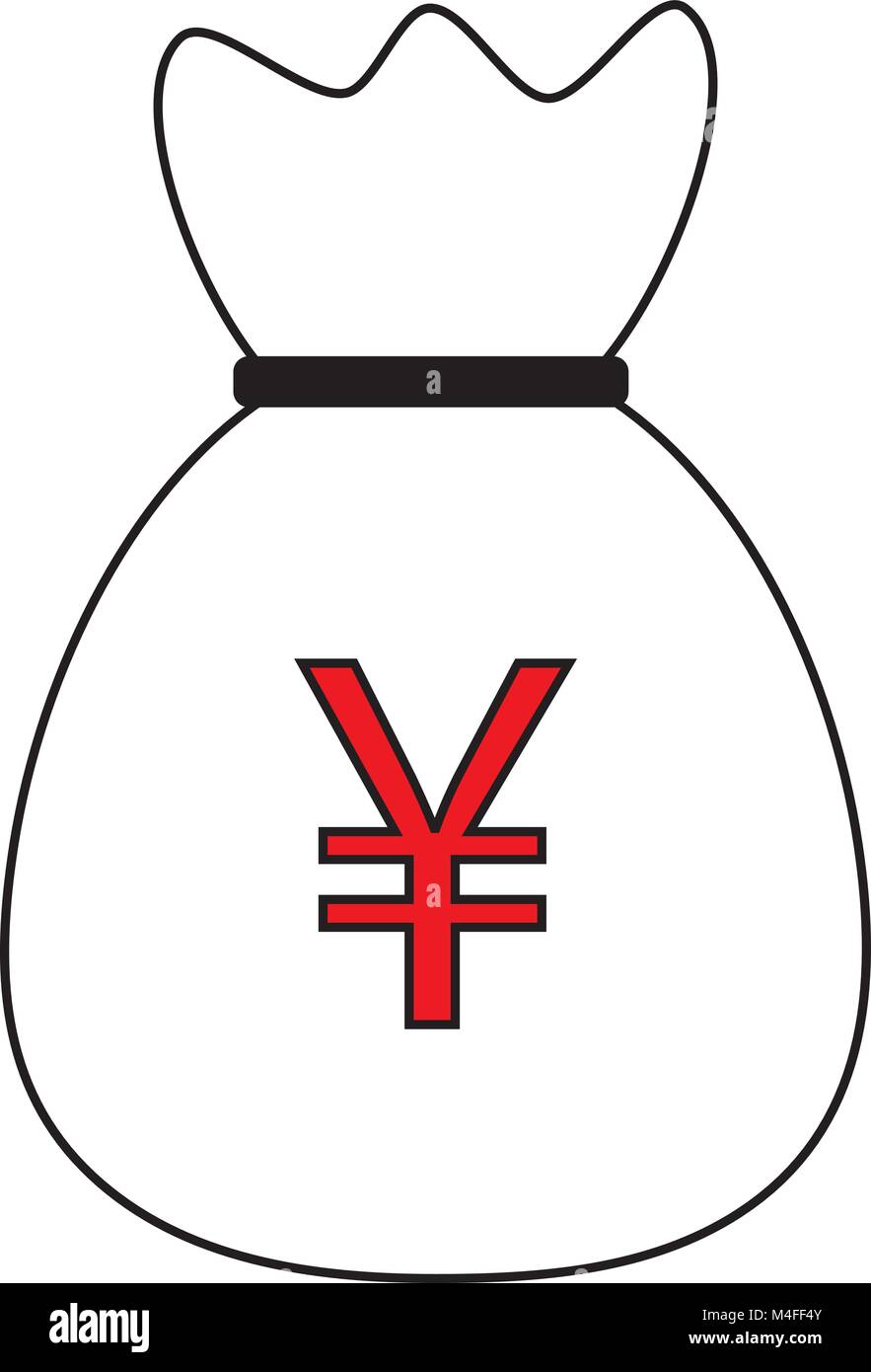 Yen Yuan Renminbi Währung Symbol oder Logo Vektor über eine Geld-Beutel. Symbol für Japanische oder Chinesische Bank, Banken oder Japan und China finanziert. Stock Vektor
