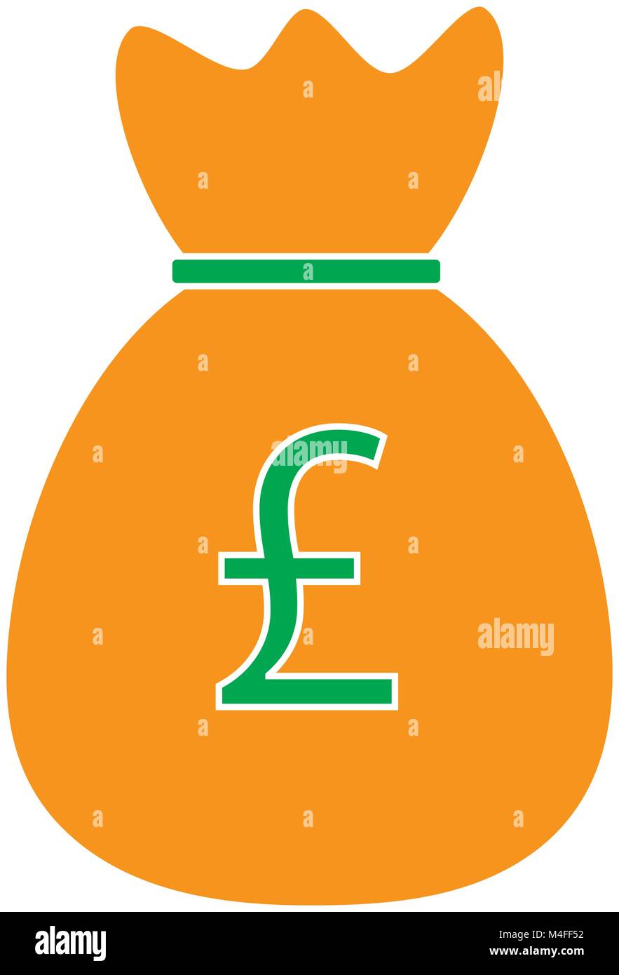 Lbs oder Pfund Sterling currency Symbol oder Logo Vektor über eine Geld-Beutel. Symbol für Deutschland oder Großbritannien und England Bank, Banken oder Britischen Stock Vektor