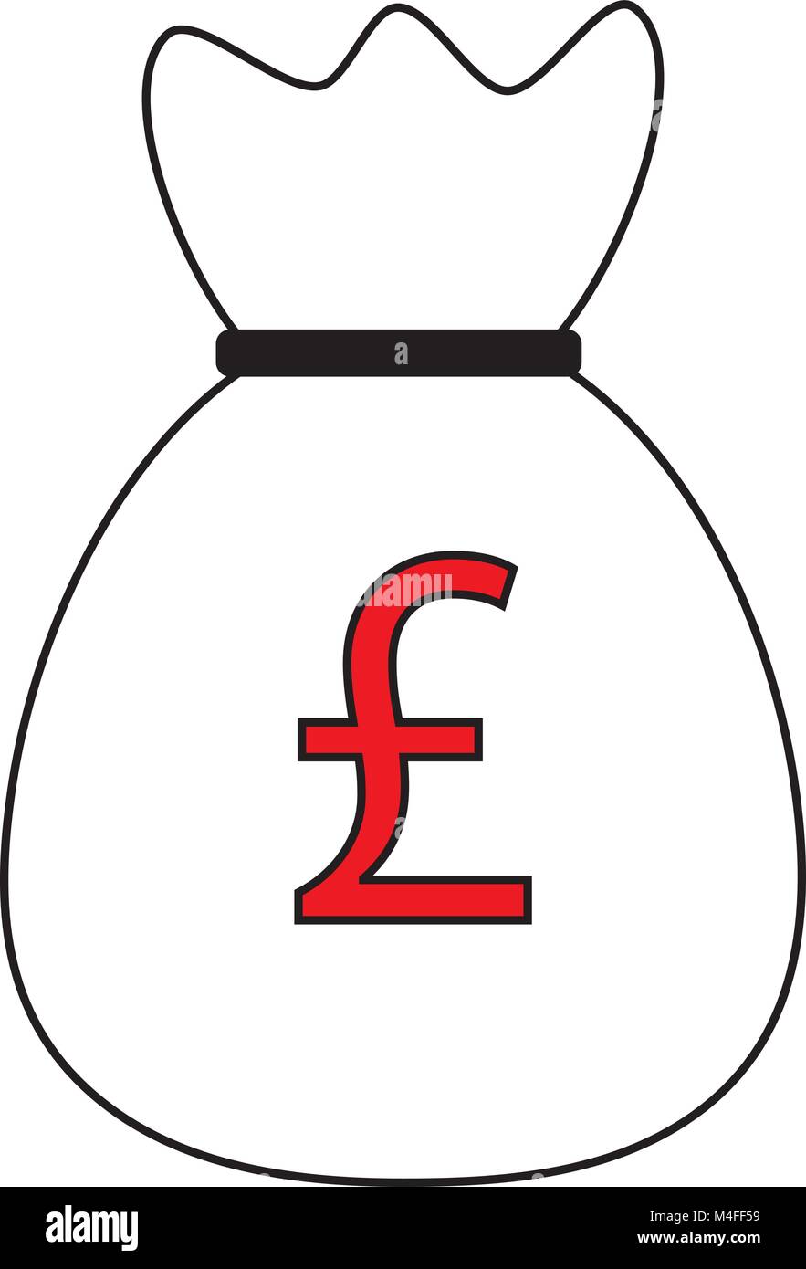 Lbs oder Pfund Sterling currency Symbol oder Logo Vektor über eine Geld-Beutel. Symbol für Deutschland oder Großbritannien und England Bank, Banken oder Britischen Stock Vektor