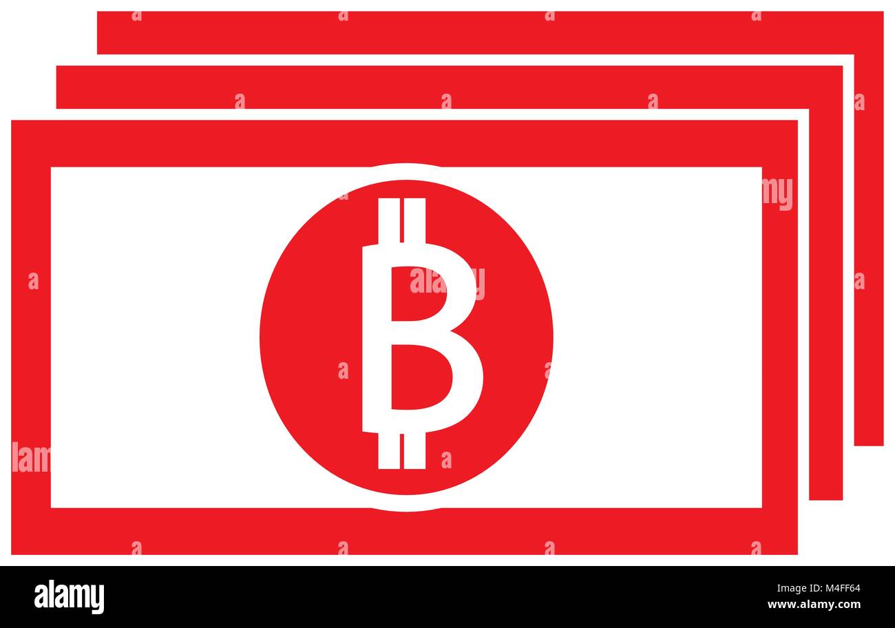 Bitcoin crypto Währung Symbol oder Logo Vektor auf eine Bank Note oder Rechnung. Symbol für Bank oder Banken auf einer digitalen Wirtschaft mit virtuelles Geld und Währungen u Stock Vektor