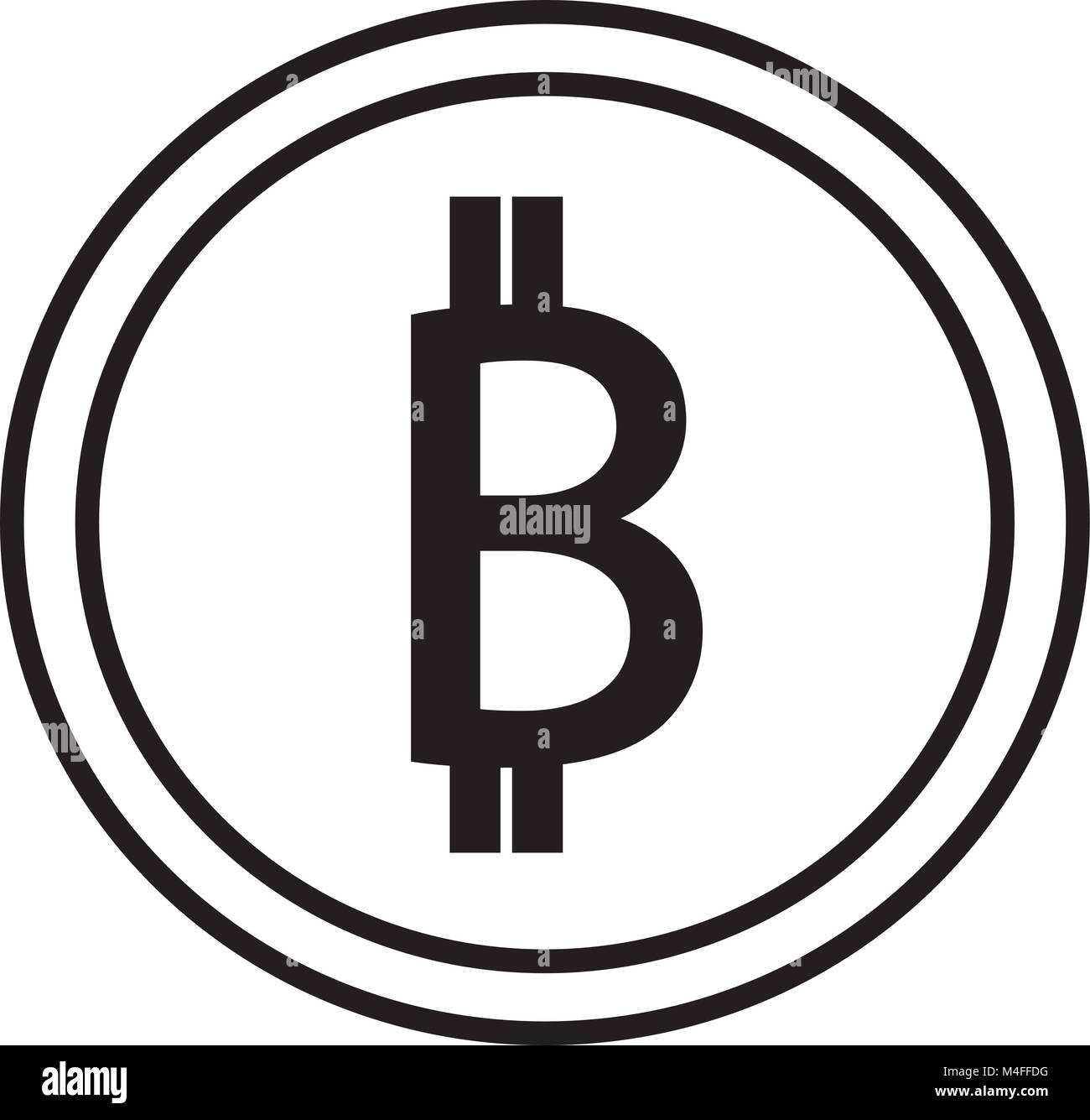 Bitcoin crypto Währung Symbol oder Logo Vektor über eine Münze. Symbol für Bank oder Banken auf einer digitalen Wirtschaft mit virtuelles Geld und Währungen für Com verwendet Stock Vektor