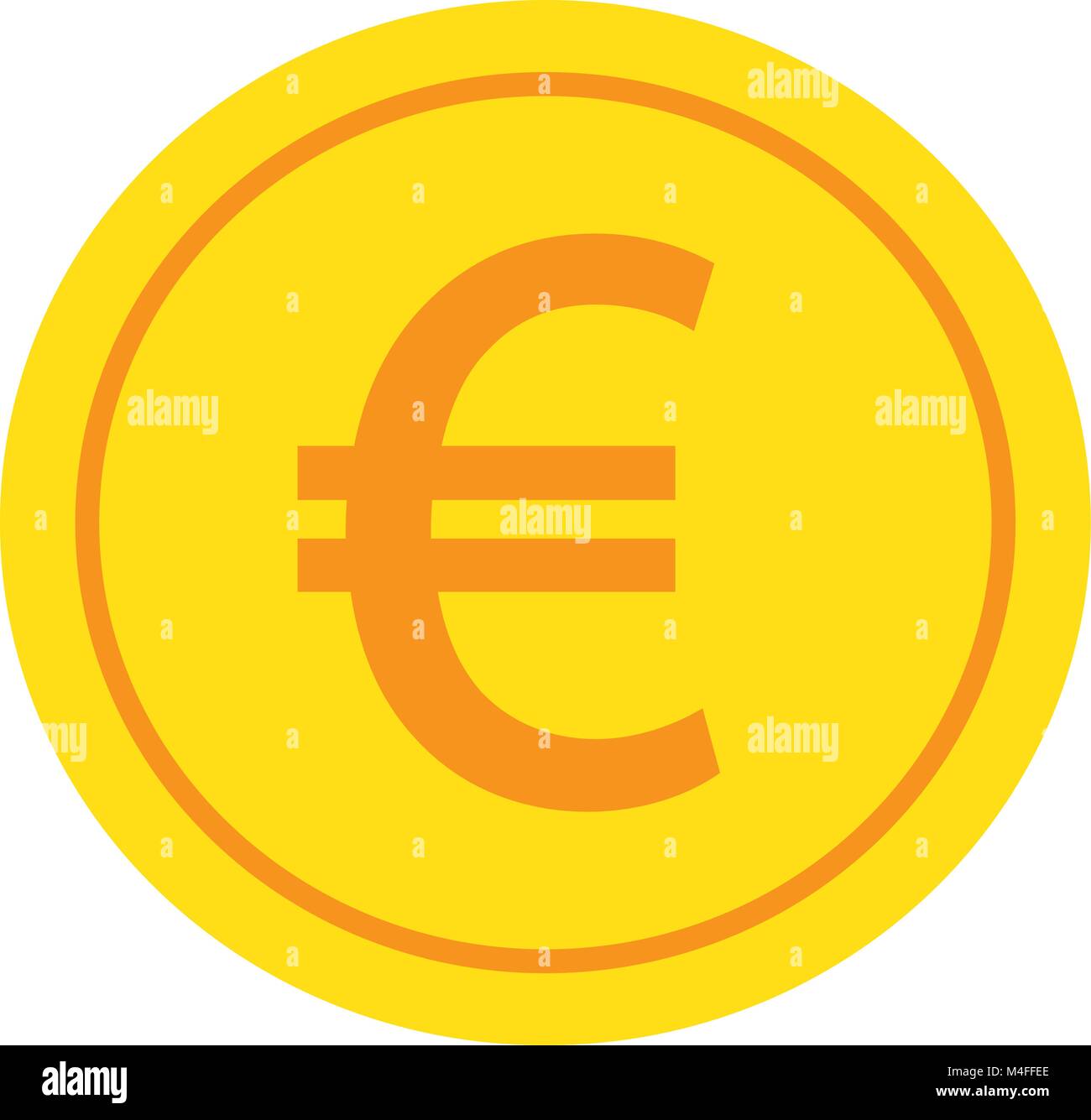 Währung Euro Symbol oder Logo Vektor über eine Münze. Symbol für die Europäische Union Bank, Banken oder Europa Eurozone Finanzen. Stock Vektor