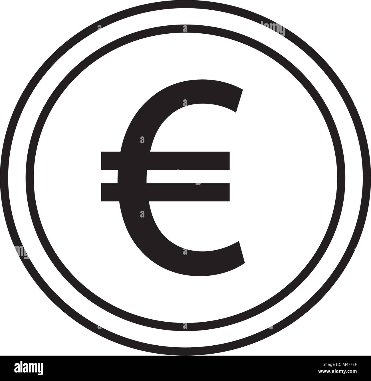 Währung Euro Symbol oder Logo Vektor über eine Münze. Symbol für die Europäische Union Bank, Banken oder Europa Eurozone Finanzen. Stock Vektor