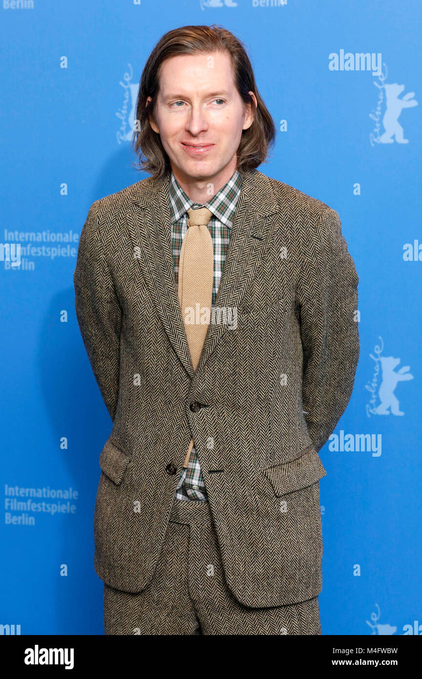 Wes Anderson während der "Isle of Dogs" fotoshooting an der 68. Internationalen Filmfestspiele Berlin/Berlinale 2018 im Hotel Grand Hyatt am 15. Februar in Berlin, Deutschland. Stockfoto