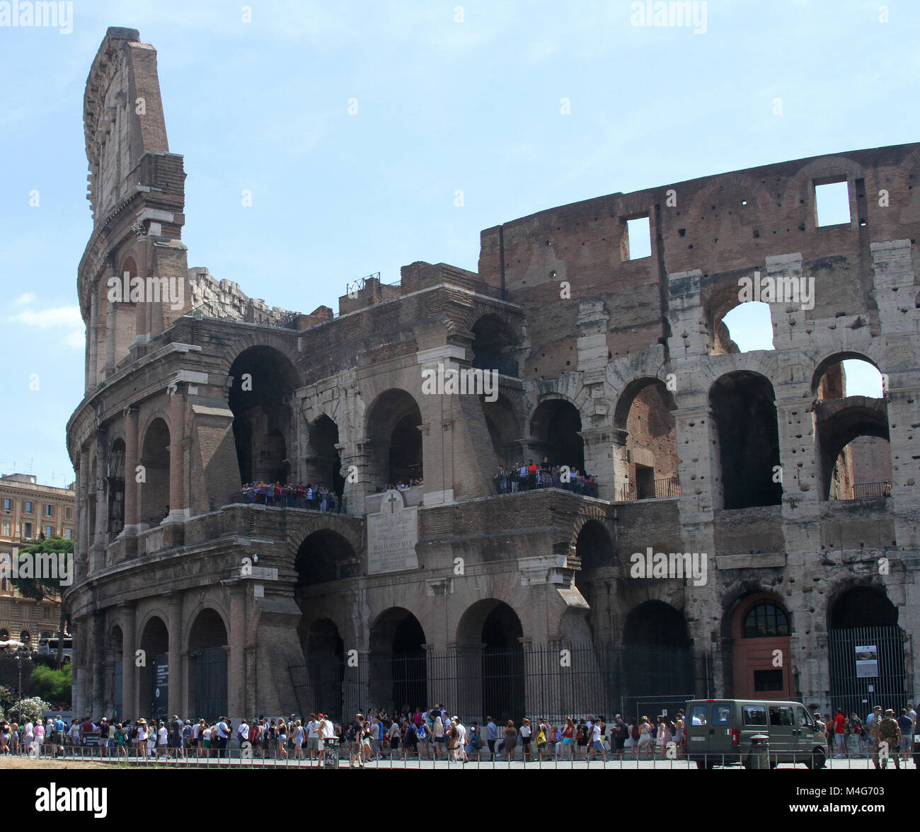 Blick auf Querschnitt Schicht Bestandteil einer Seite des Kolosseums, Rom, Italien. Stockfoto