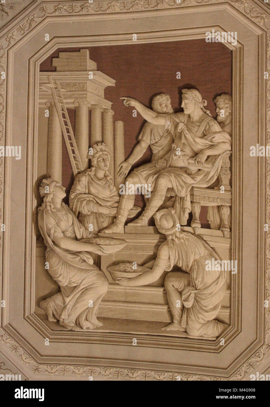 Decke Panel Fries an der Vatikanischen Museen Decke, Vatikanstadt, Rom, Italien. Stockfoto