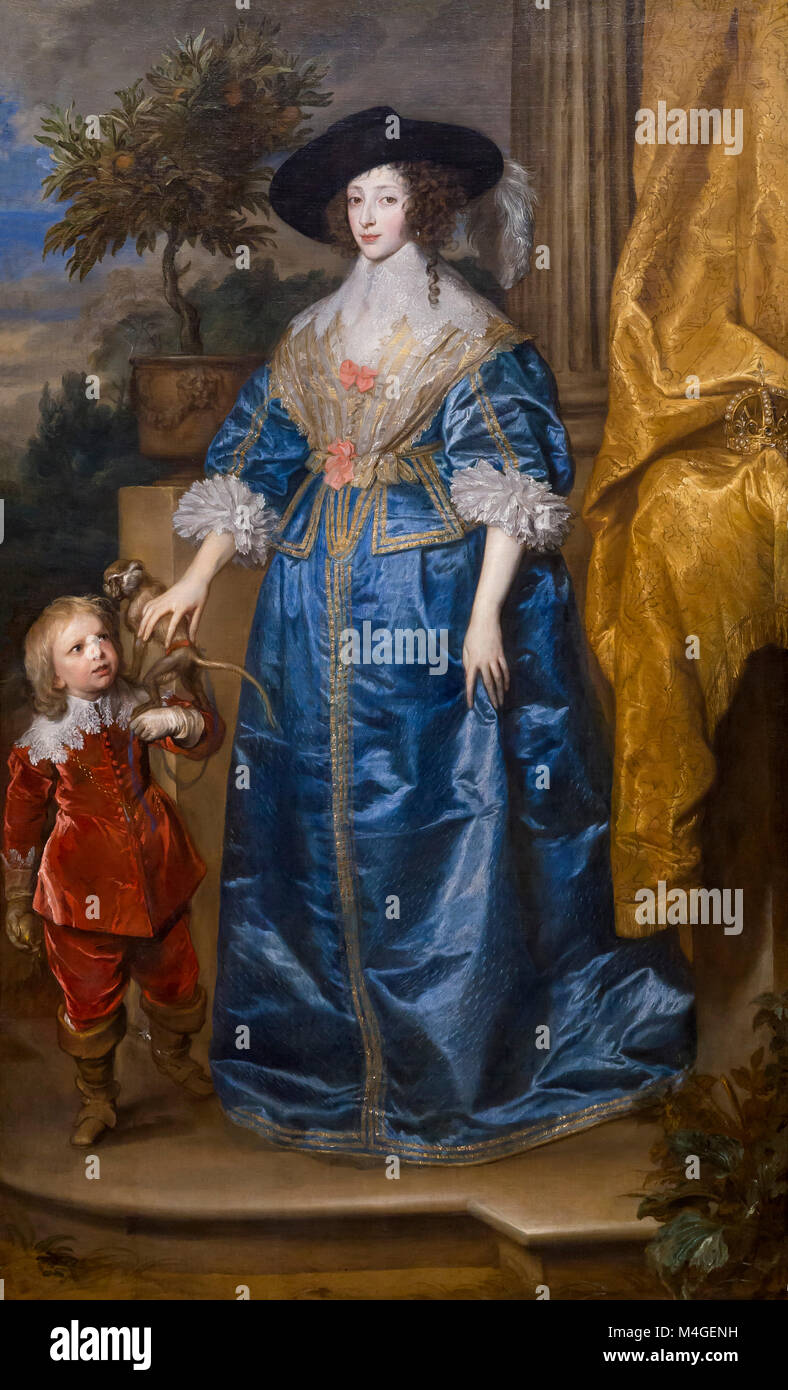 Königin Henrietta Maria mit Sir Jeffrey Hudson, Anthonis van Dyck, 1633, Nationalgalerie, Washington DC, USA, Nordamerika Stockfoto