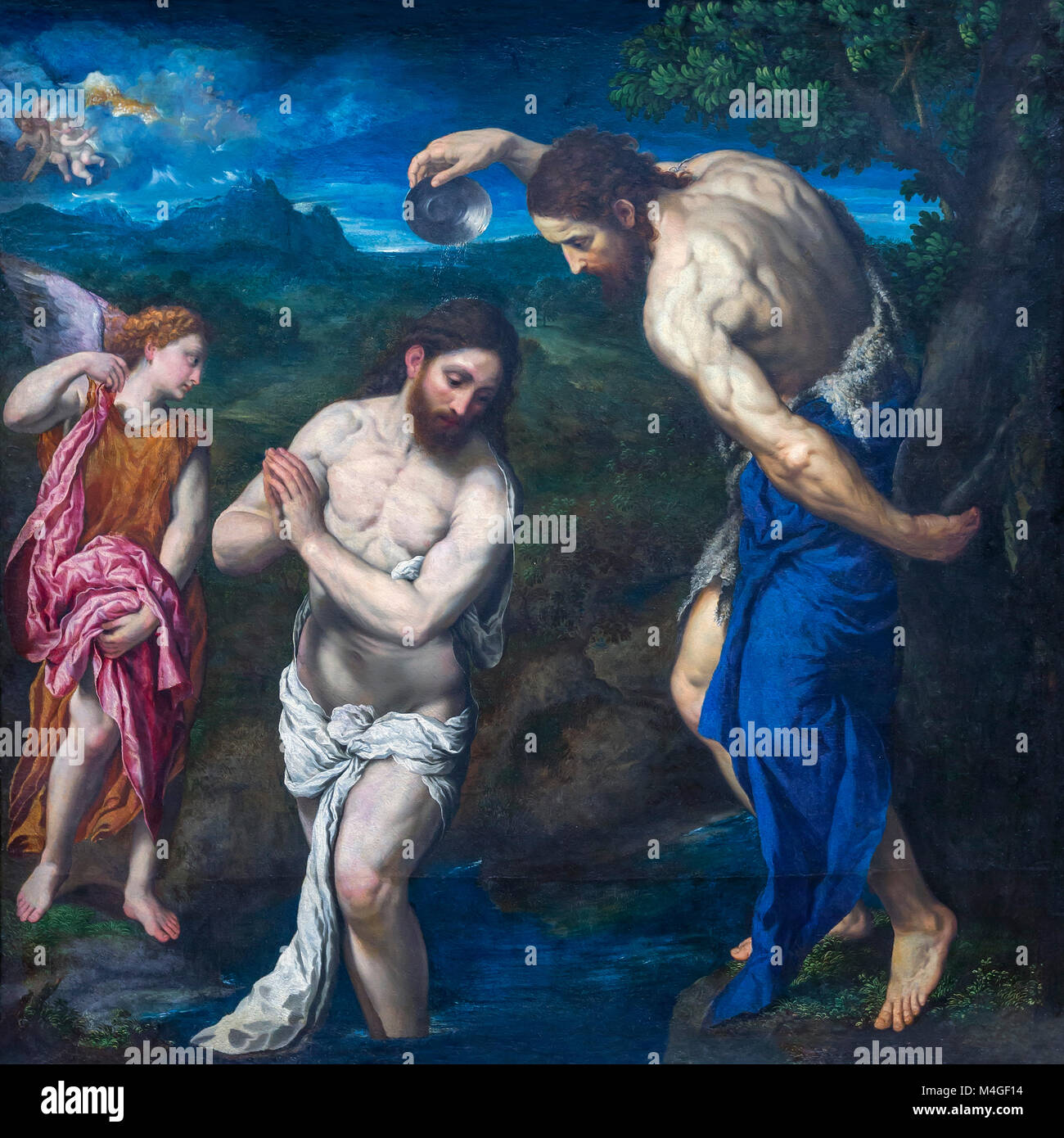 Die Taufe Christi, Paris Bordone, ca. 1535-1540, National Gallery, Washington DC, USA, Nordamerika Stockfoto