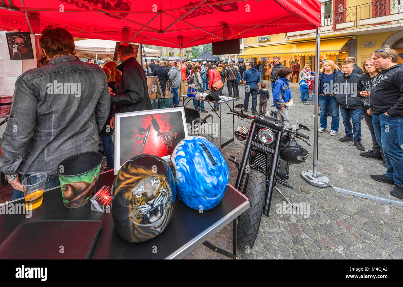 An der Biker Treffen in Brig entfernt. Schweiz Stockfoto