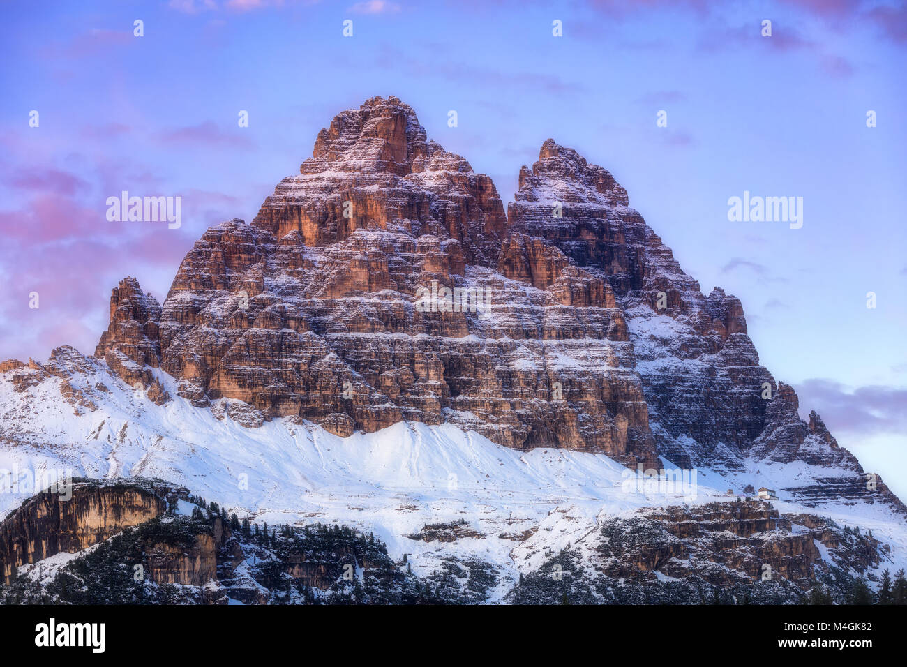 Drei Zinnen oder Tre Cime di Lavaredo, Sextener Dolomiten oder Sextner Dolomiten, Südtirol, Dolomiten Berge, Alpen Stockfoto