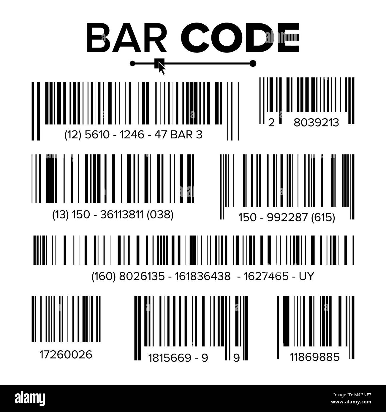 Bar Code Set Vektor. Abstrakte Produkt Barcodes Symbole für das Scannen ...