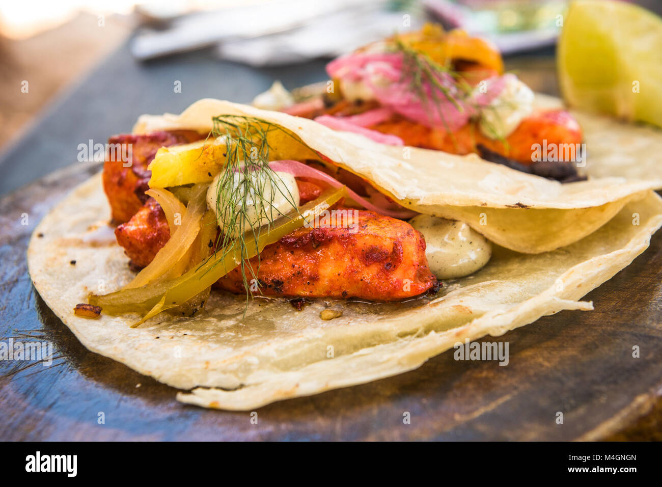 Fisch Tacos al Pastor, authentische mexikanische Küche Stockfoto