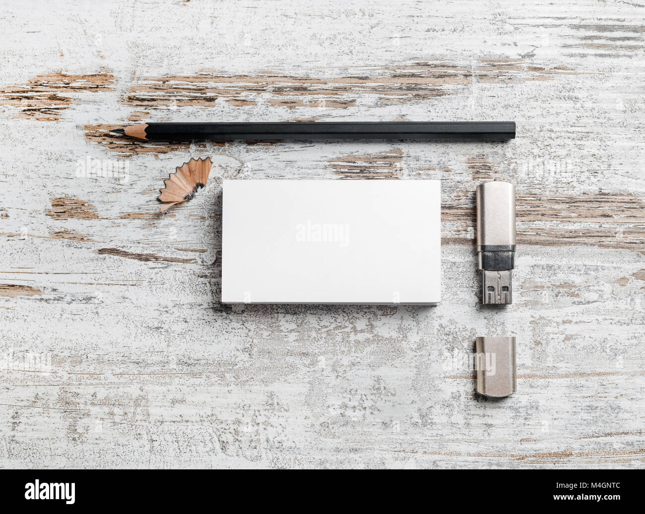 Visitenkarten, Stift, USB-Flash Stockfoto