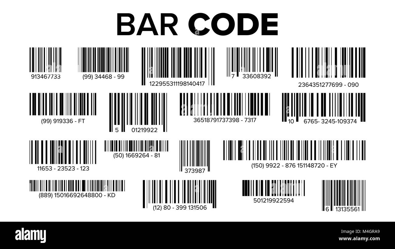 Bar Code Set Vektor. UPC-Barcodes. Universal Product Code. Markt Marke. Isolierte Abbildung Stock Vektor