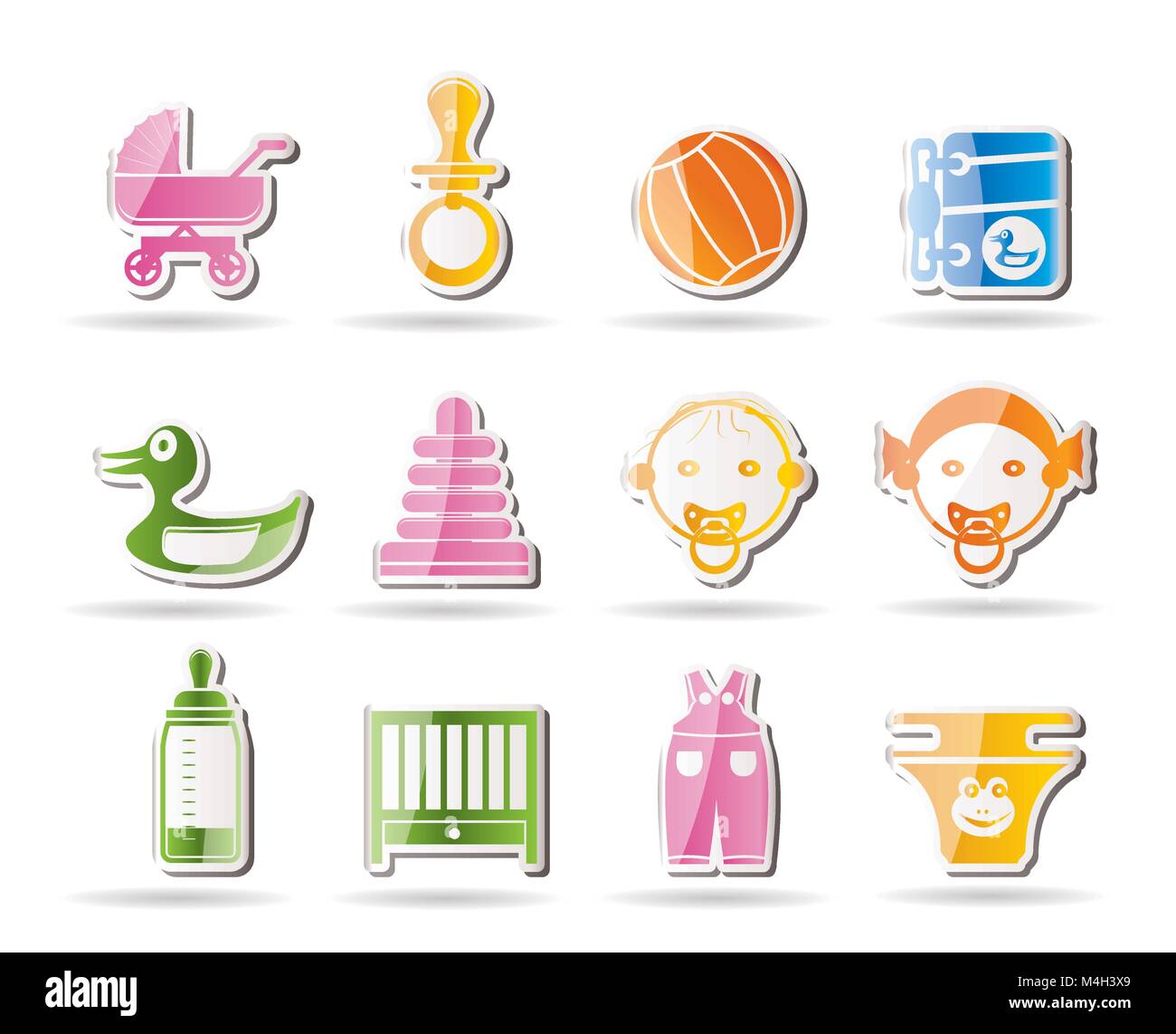 Einfach Kind, Baby und Baby Online Shop Symbole - Vektor Icon Set Stock Vektor