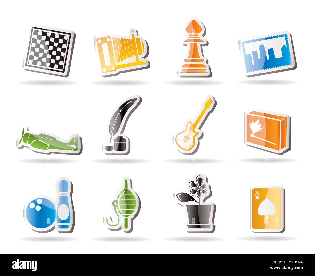 Einfache Hobby-, Freizeit und Urlaub Symbole - Vektor Icon Set Stock ...